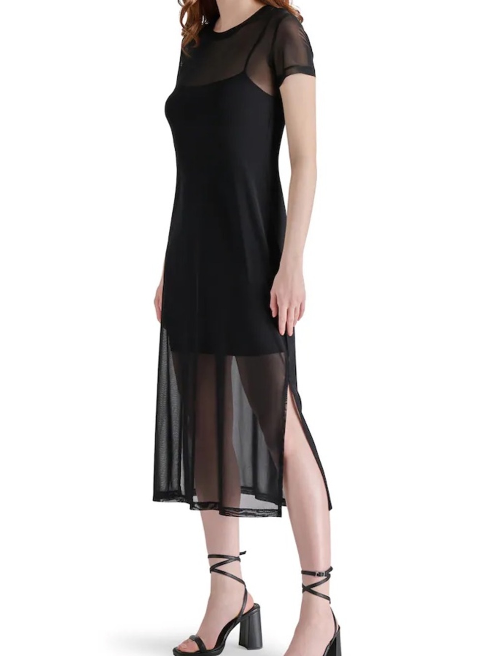 Steve Madden Black Sheer-Panel Maxi Dress